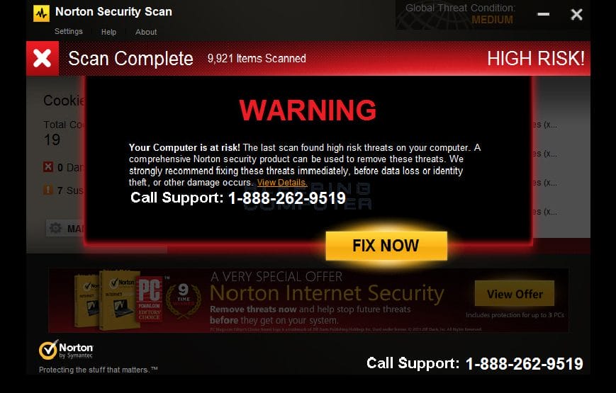 norton security scan tech support scam